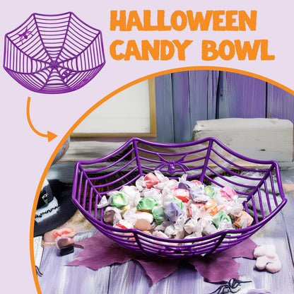 JOYIN 5 Pcs Halloween Candy Bowl Spider Web Trick or Treat Dish Decorations Indoor, Plastic Bowl Party Favors Supplies for Table Desk Haunted House Basket Decor