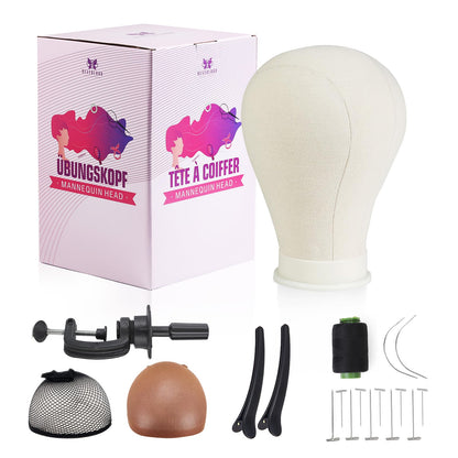Neverland Beauty & Health 23 Inch Wig Head,Canvas Mannequin Head for Wigs,Manikin Canvas Head Block Set for Wigs Making Display with Wig caps,T Pins Set Bristle Brush