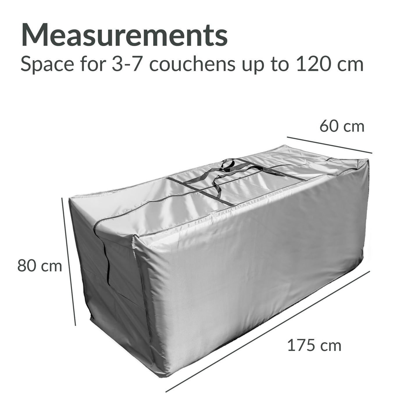 Chefarone Storage Bag for Garden Cushions Protective Cover for XXL Seat Cushions - Waterproof Cushion Bag - Garden Cushion Storage with UV Protection - 175x60x80 cm