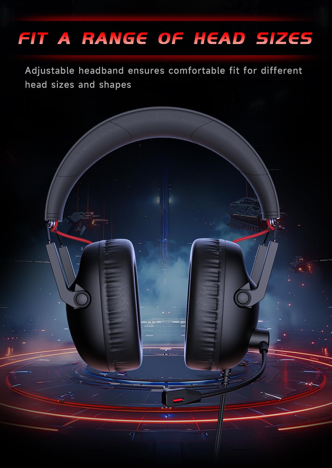 KAPEYDESI CM7007 Gaming Headset for Xbox Series X|S, Xbox, PS5, PS4, PC, Switch, Gaming Headphones with Noise Canceling Microphone, Folding Design, 50MM Dynamic Drivers, 3.5MM Audio Jack, Black Red