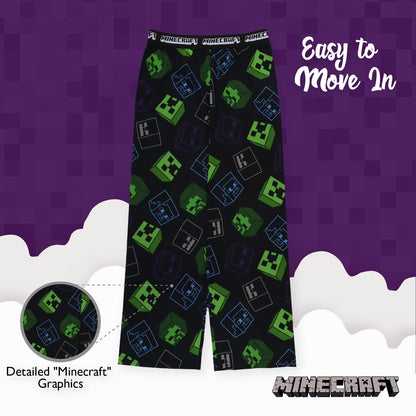 Minecraft boys Pajama Bottom, Night Scene, Medium US