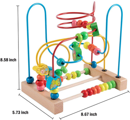 Jacootoys Toddlers Bead Maze Roller Coaster Animal Circle Toys Educational Abacus Beads Game for Boys Girls Baby Gift