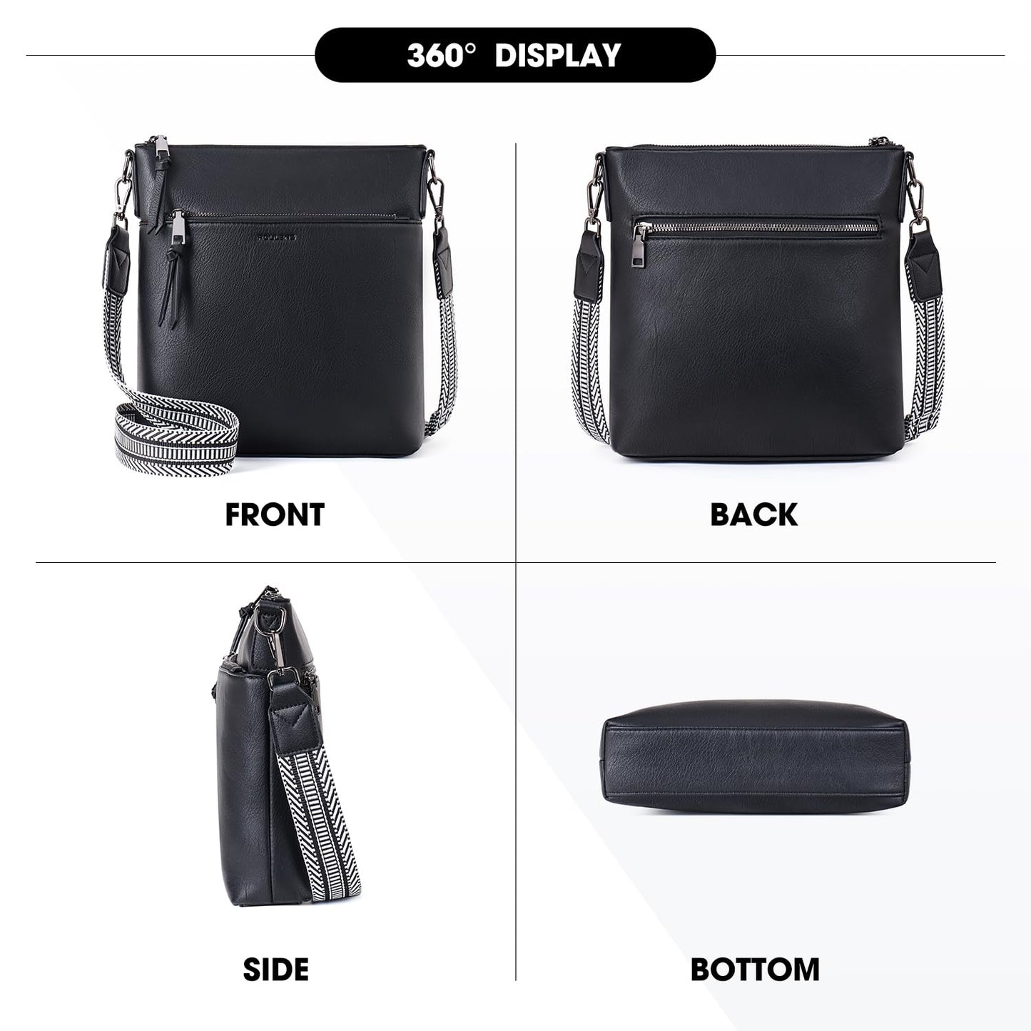 Roulens Trendy Crossbody Bag for Women,Lightweight Medium Crossbody Purse Soft Leather Women's Shoulder Handbags with Adjustable Wide Strap