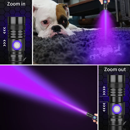 DARKBEAM UV Light Torch Ultraviolet Flashlight Rechargeable 395nm, Wood's Lamp Black Light Blacklight Portable Mini Handheld LED Pet Urine Ringworm Detector, Resin Curing, Pocket-Sized