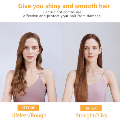 Electric Hot Comb Hair Straightener, Deluxe Electrical Straightening Comb Curling Iron for Natural Black Wigs, Hot Comb Electric for Wigs Pressing Combs with Wig Glue Melting Spray Hair Wax Stick
