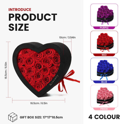 Valentines Day Flowers Roses Gifts for Her,16pcs Red Forever Preserved Roses in Heart Shape Gift Box,Valentines Day Delivery Prime Gifts-Roses Gifts for Women,Mom.