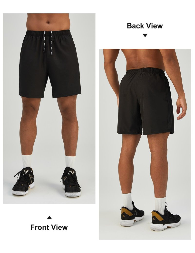 Pesfix Mens 7'' Lightweight Athletic Shorts Quick Dry Gym Workout Running Shorts with Zipper Pockets Black,Large