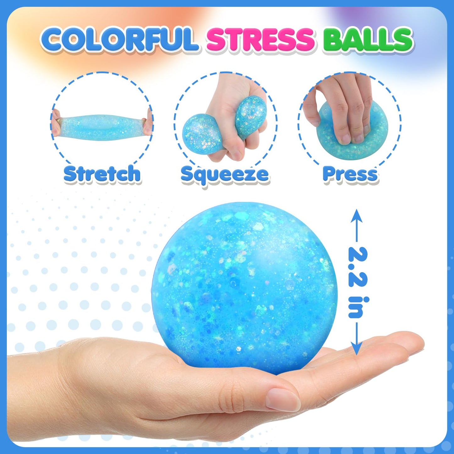 6 Set Squishy Sensory Stress Squeezing Balls forAdults: Best Calming Tool to Relieve Anxiety, Vent Mood and Improve Focus, Easter Basket Stuffers for Kids, Goodie Bag Stuffers