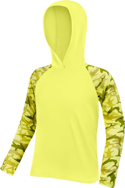 Boys Rash Guard Swim Hoodie - UPF 50+ UV Sun Protection Long Sleeve Fishing Shirt | Kids Water Shirt