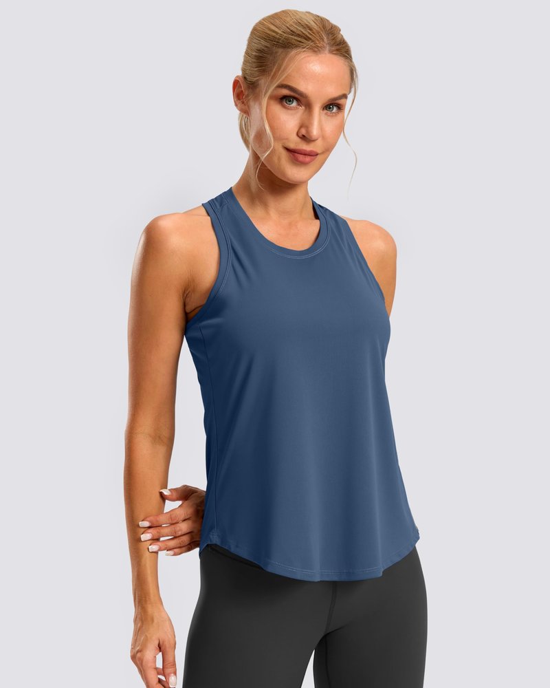 G Gradual Women's Workout Tank Tops Racerback Athletic Yoga Tops Loose Fit Sleeveless Running Gym Sports Shirts for Women(Navy,L)