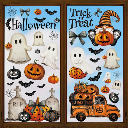 Horaldaily 83 PCS Halloween Window Cling Sticker, Ghosts Pumpkins for Home Party Supplies Shop Window Glass Display Decoration