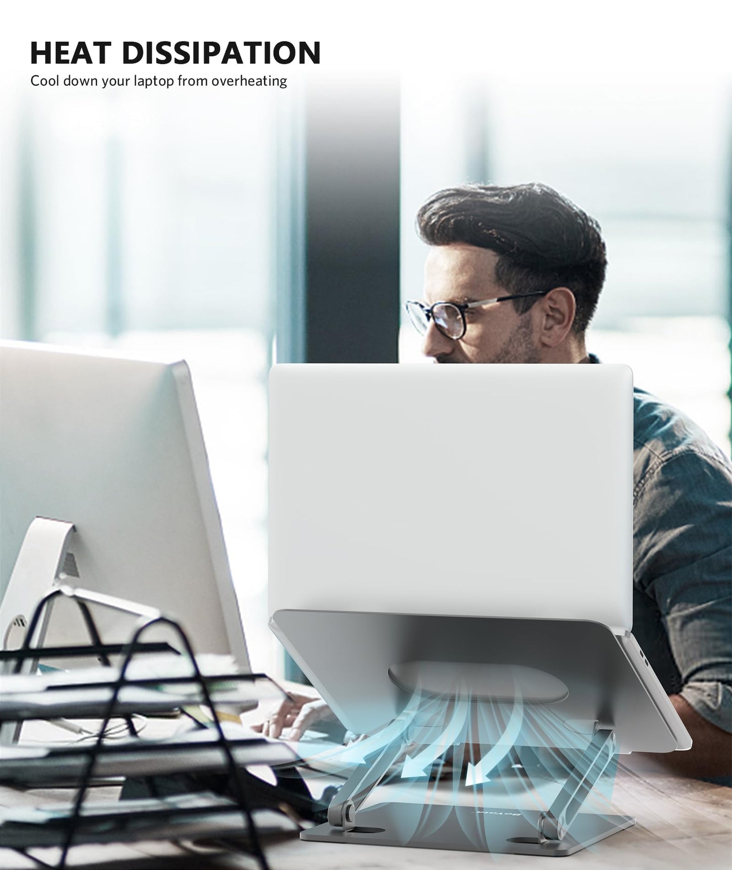 BoYata Laptop Stand, Laptop Holder, Multi-Angle Stand with Heat-Vent, Adjustable Notebook Stand for Laptop up to 17 inches, Compatible for MacBook Pro/Air, Surface Laptop, and so on (Space Gray)