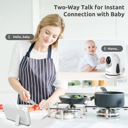 HelloBaby Video Baby Monitor with Upgraded 6” IPS Large Screen, Split Screen with 2 Cameras, Night Vision and Temprature Monitoring, Remote Pan-Tilt-Zoom Camera, No-WiFi