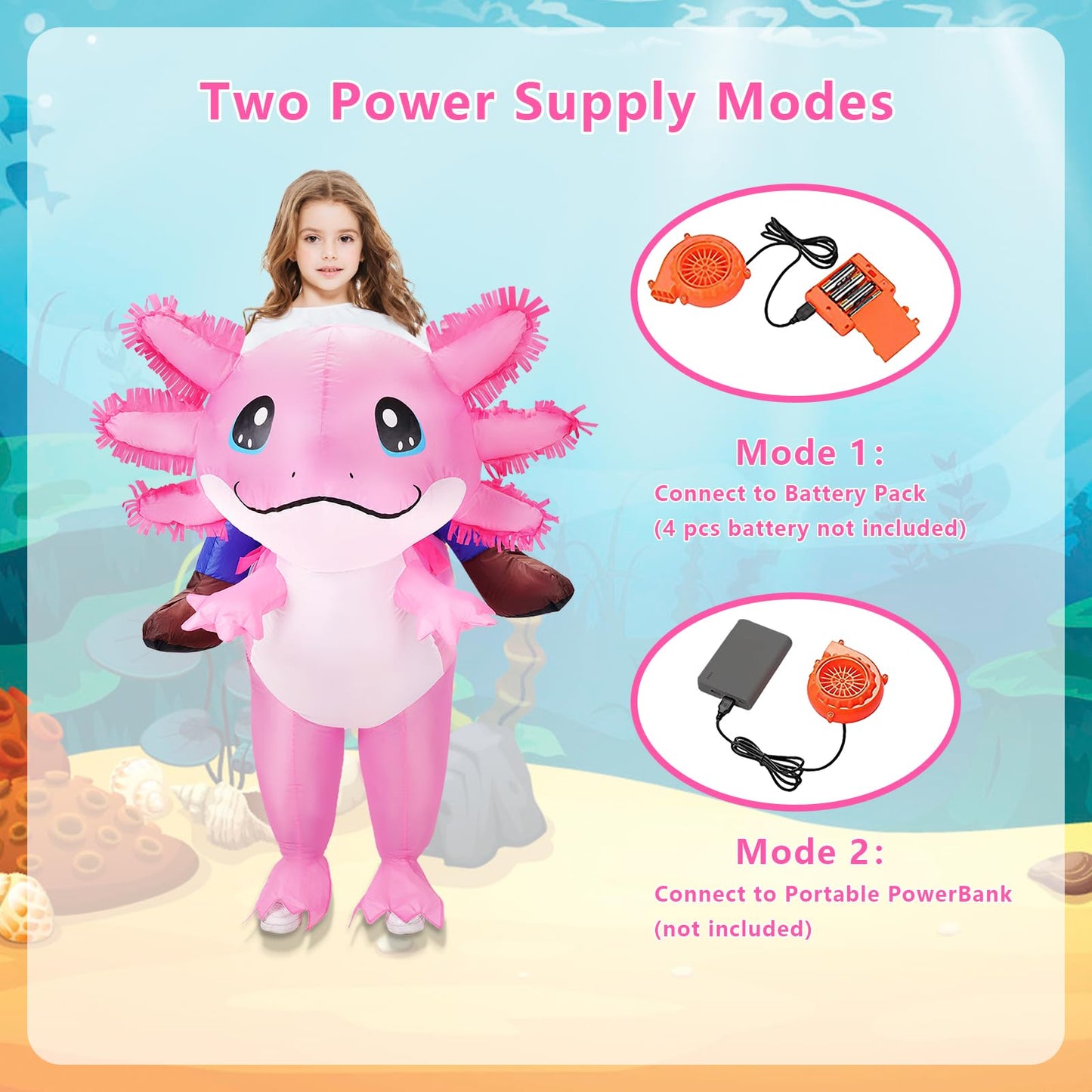 Stegosaurus Inflatable Axolotl Costume for Kids Halloween Costumes Kid Blow Up Costume Ride on Axolotl Costumes for Girls Boys Cosplay Party
