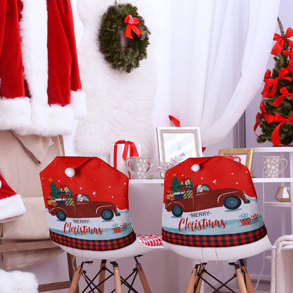 6 Pcs Christmas Chair Covers Santa Hat Red Slipcovers Chair Back Covers Xmas Chair Covers Decoration for Home Dinner Christmas Banquet Party Festival Decor, 23.6 x 19.6 Inch