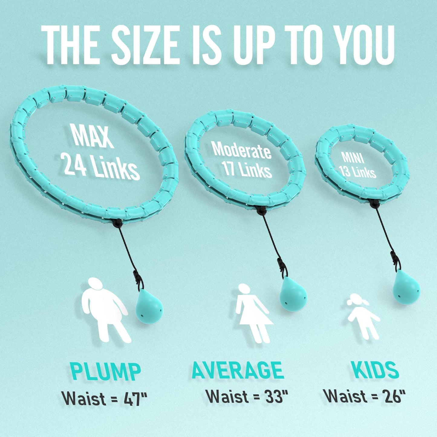 JKSHMYT Smart Weighted Fit Hoop Plus Size for Adults Weight Loss, Hula Circle-2 in 1 Infinity Fitness Hoop, 24 Links Detachable & Size Adjustable, with Waist Trainer for Women