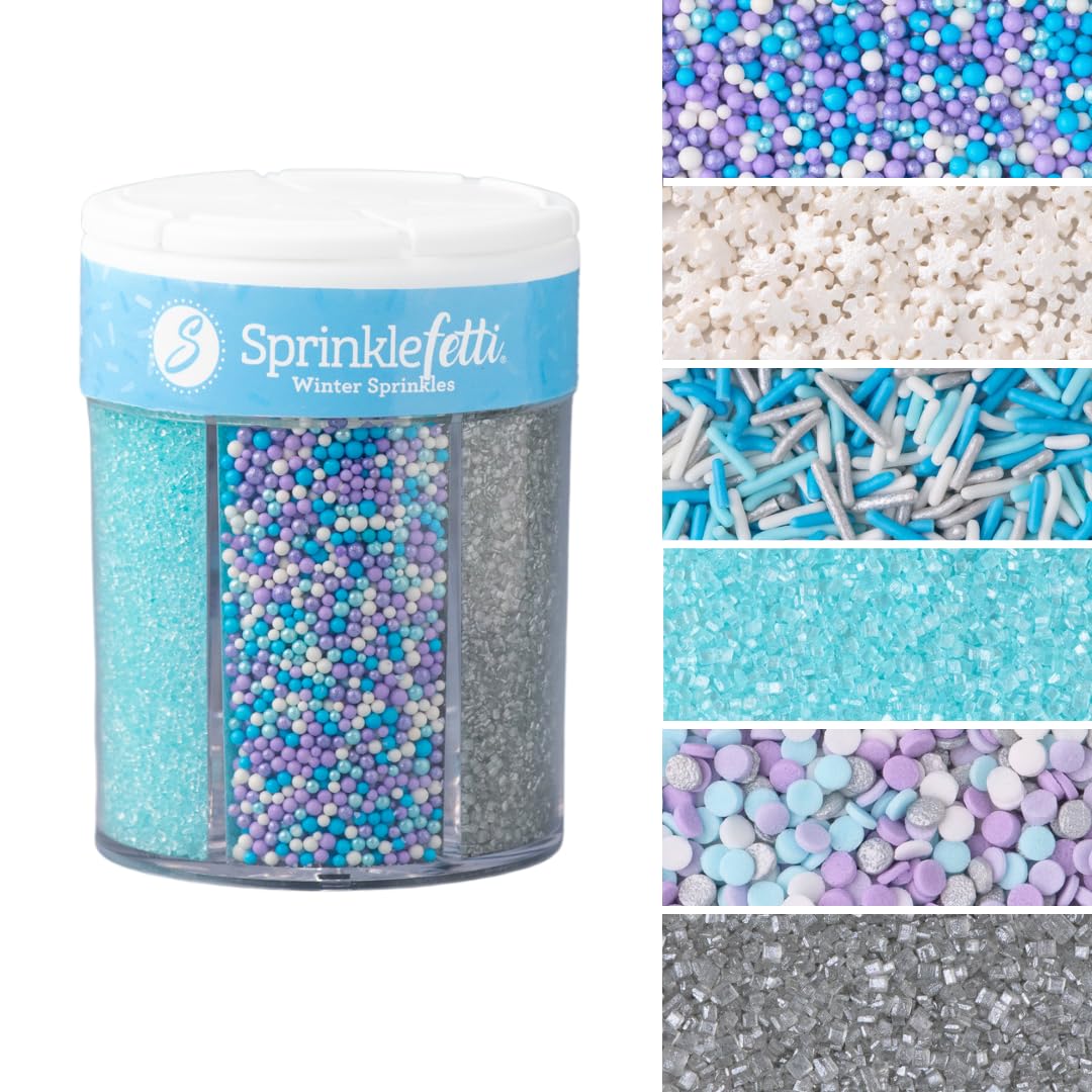 Sweets Indeed Valentines Sprinkles 6-Cell Jar | Heart Sprinkles, Red White Pink Jimmies & Sanding Sugar | Baking & Decorating | 6.45 ounces