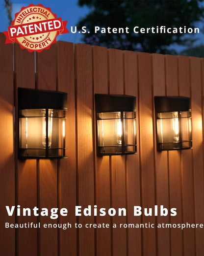 DOESLAG Solar Fence Lights Outdoor, 8 Pack Waterproof Solar Lights Outdoor, Outdoor Solar Light Fence Light for Garden Fence Post Step Stair Backyard