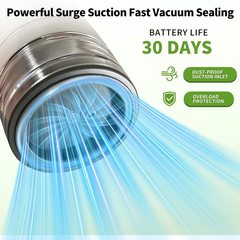 Xinyonxin Handheld Vacuum Sealer Machine with 30 Reusable Bags, Cordless Electric Food Preservation Pump for Meat and Sous Vide, USB Rechargeable Mini Sealing System for Kitchen