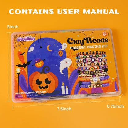 Gionlion 3000 Pcs Halloween Beads for Bracelets, Clay Beads Bracelet Making Kit Halloween Decorations Charms Jewelry Making, DIY Crafts for Gifts Party Favors