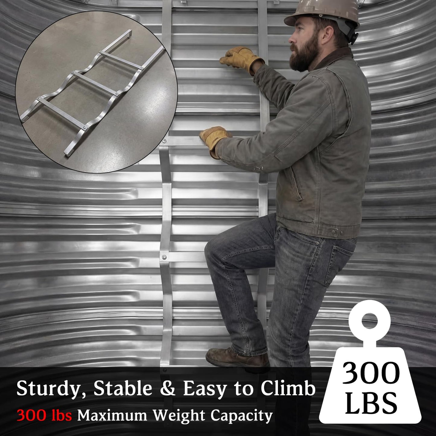 Shimeyao Egress Window Well Ladder 3 Step, Aluminum Basement Escape Ladder 14" W x 50" H with Hook, 300lbs Capacity for Emergency Home Safety