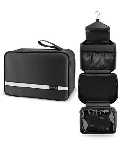 Carttiya Hanging Travel Toiletry Bag - Large Wash Bag for Men and Women, Waterproof Foldable Cosmetic Make up Organiser Bag with Hook for Business Trip,Gym,Vacation and Household