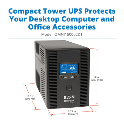 Eaton Tripp Lite series OMNI1500LCDT 1500VA UPS Battery Backup Computer Uninterruptible Power Supply Units & Surge Protector, 810W, 10 Outlets, AVR, LCD Screen, 3 Year Warranty & $250,000 Insurance