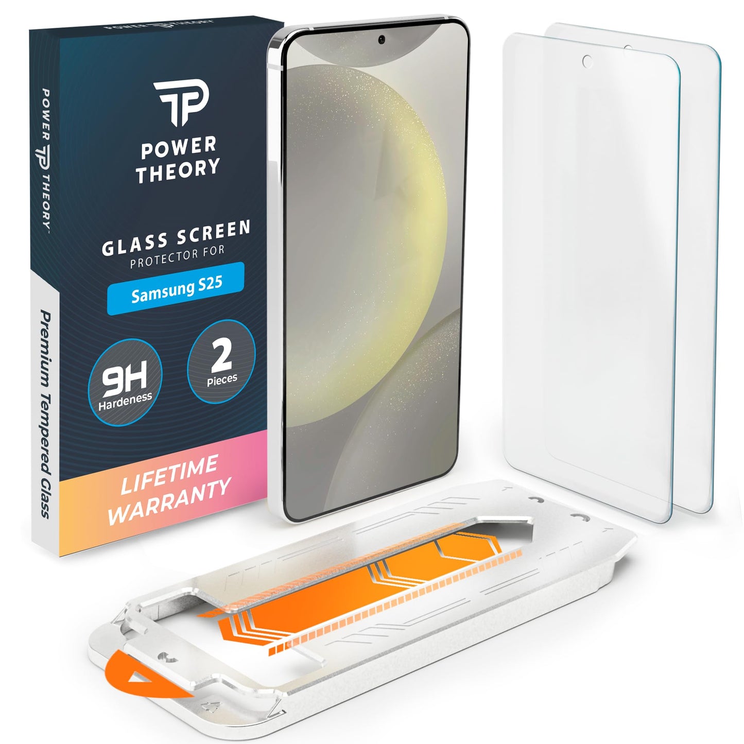 Power Theory Designed for Samsung Galaxy S21 FE 5G Screen Protector Tempered Glass [9H Hardness], Easy Install Kit, 99% HD Bubble Free Clear, Case Friendly, Anti-Scratch, 2 Pack
