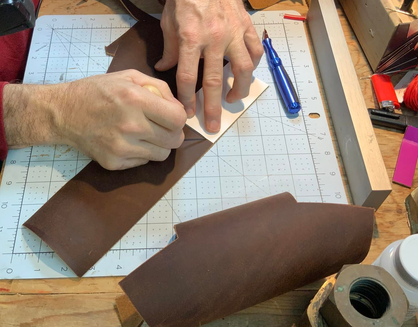 Wanderings Leather Sheets for Crafts – 3 Sheets (12x12") + Leather Cord (36") - Genuine Full Grain Buffalo Leather Squares - Great for Jewelry, Leather Wallets, Leatherworking Arts and Crafts