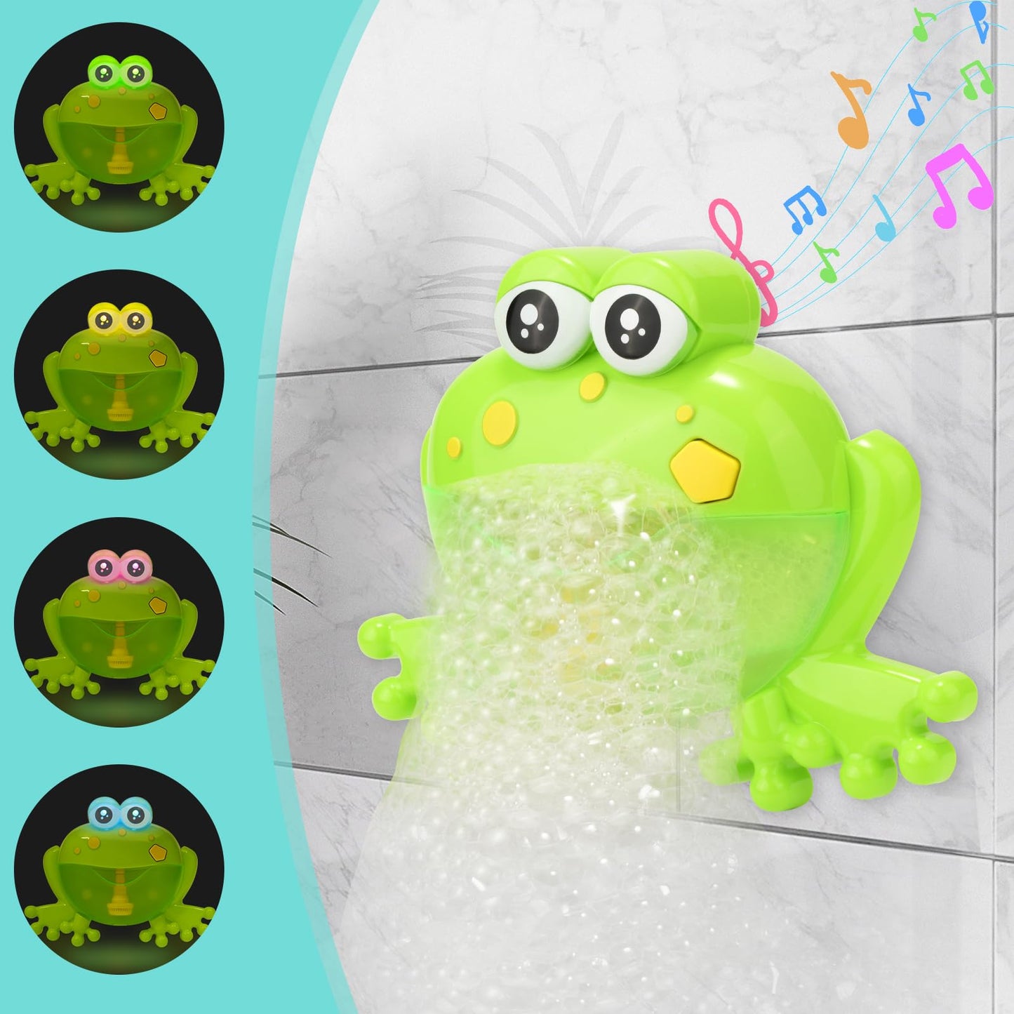 Light Up Baby Bath Bubble Toy with 24 Classical Nursery Rhymes, Automatic Frog Bubble Maker for Kids