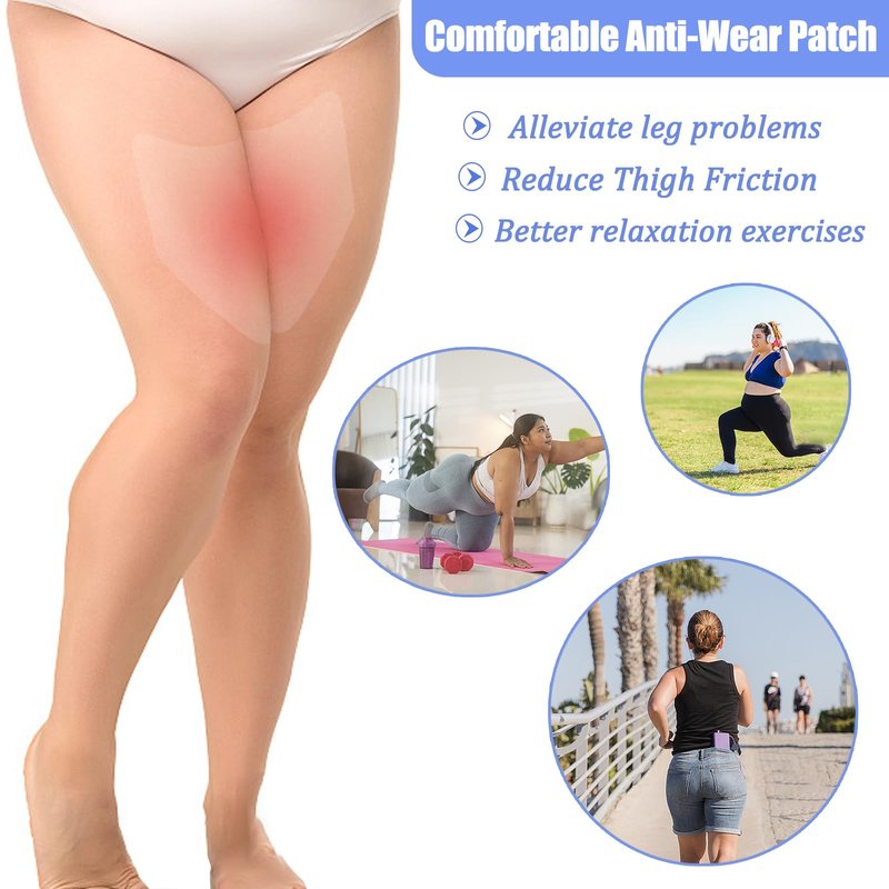 WOLAIYE Thigh Inner Anti Chafing Sticker,Thighs Prevention Anti Friction Pad,Invisible Thigh Tapes Chafe,Transparent Protection Skin Patches-10PCS