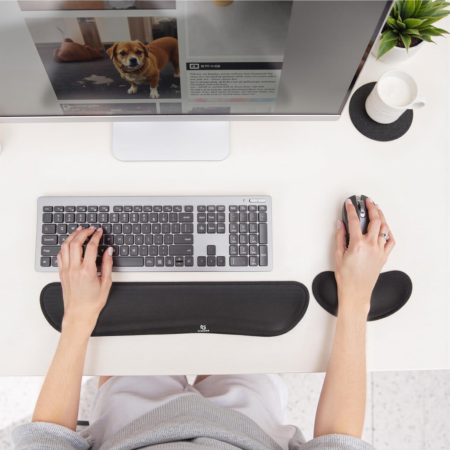 Gimars Upgrade Enlarge Silky Gel Memory Foam Keyboard Wrist Rest, Wrist Rest for Computer Keyboard, Ergonomic Design for Typing Pain Relief, Mousepad Rests, Wrist Support for Office, Gaming, Black