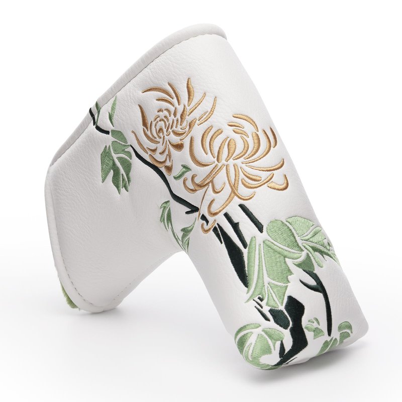 Chrysanthemum Golf Head Covers, Floral Style Blade Putter Cover, Unique Design Golf Club Covers Funny, Golf Headcovers PU Leather and Advanced Embroidery with Soft Inner Lined for Most Brands - Autumn
