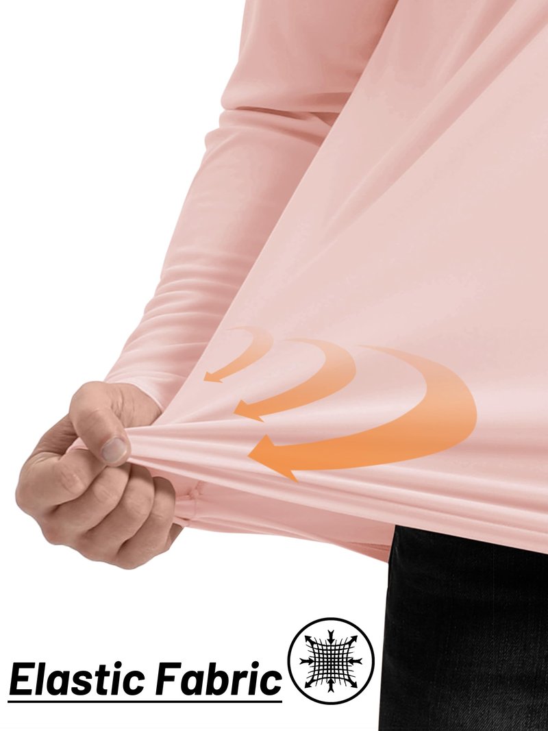 TACVASEN Long Sleeve Shirts Men Athletic Quarter Summer Tops for Sun Protection Men Workout Golf Shirts Running for Rash Guard Light Pink L