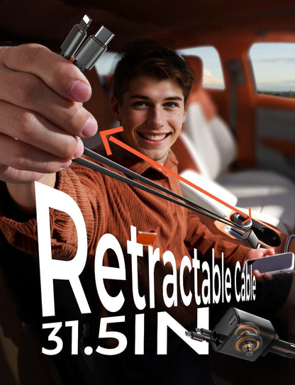 LISEN for iPhone 17 Retractable Car Charger Adapter 69W Cigarette Lighter USB Charger Car Phone Charger USB C Fast Charge Car Accessories Gifts for Men Women for iPhone 17 Air 16 15 Pro Max