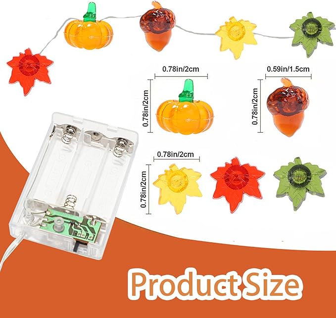 Fall Lights 10Ft 30 LEDs Fall Decorations Battery Operated Acorn 3D Pumpkin Maple Leaf String Lights for Home Autumn Garland Harvest Thanksgiving Party Christmas