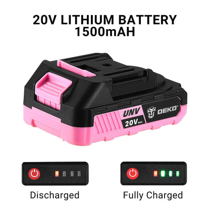 Power Drill Cordless: DEKOPRO Pink Cordless Drill 20V Electric Power Set Tool for Women Drills with Battery and Charger Drills Driver Kit