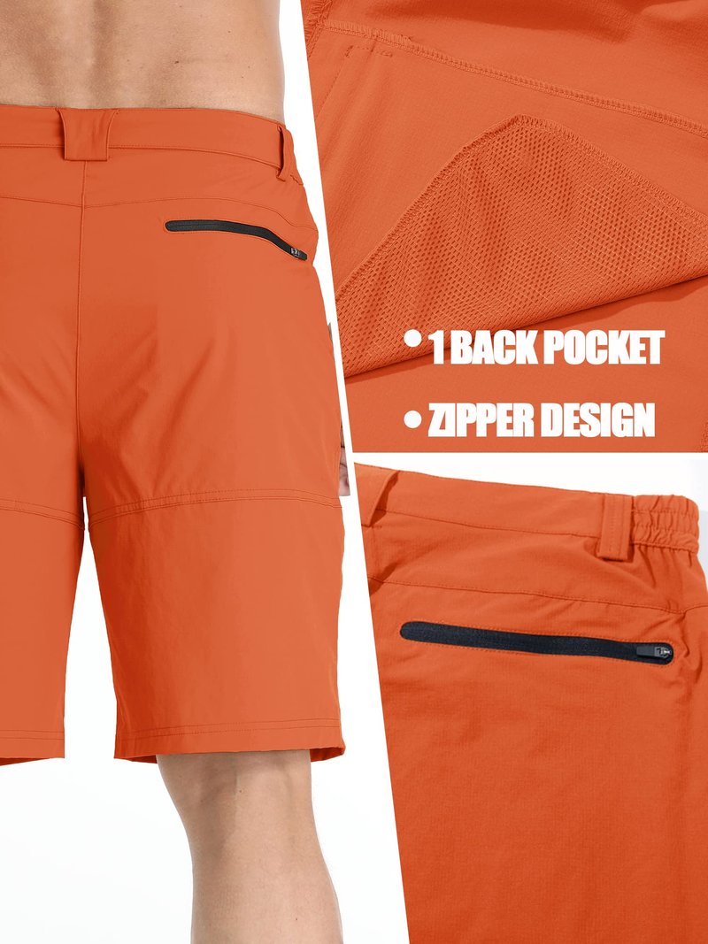 TACVASEN Mens 10" Lightweight Hiking Outdoor Cargo Travel Shorts Quick Dry Casual Breathable Fishing Dress Golf Summer Shorts Orange 32
