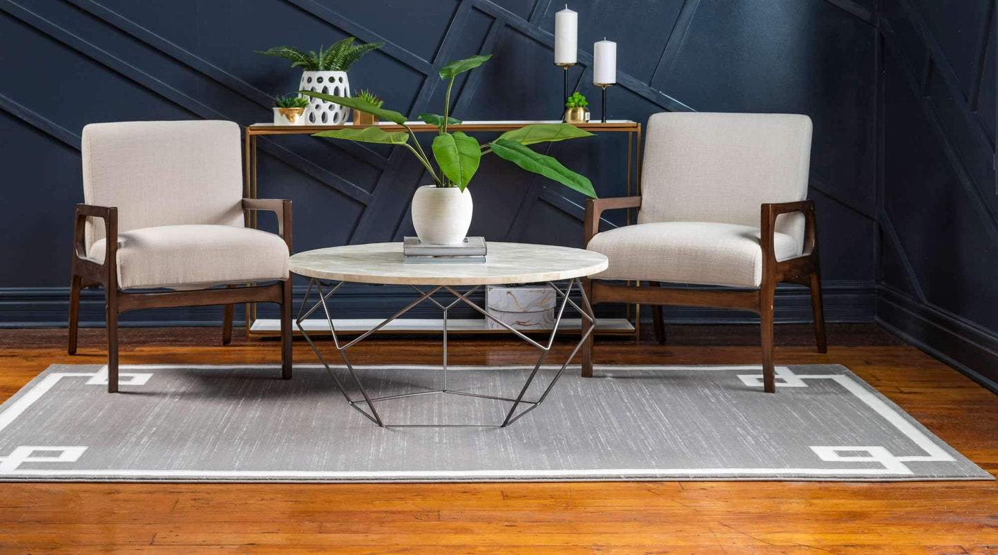 Unique Loom Uptown Collection Area Rug - Lenox Hill (8' x 10' Rectangle, Gray/ Ivory)