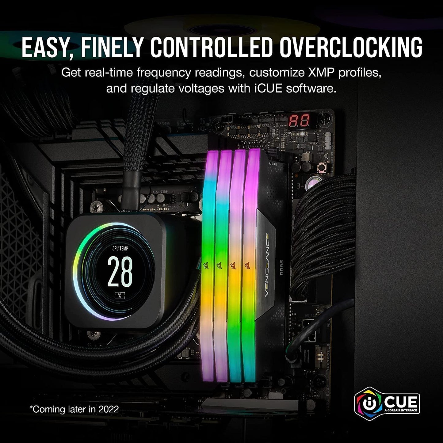 CORSAIR VENGEANCE RGB DDR5 RAM 32GB (2x16GB) 6000MHz CL36 Intel XMP iCUE Compatible Computer Memory - Black (CMH32GX5M2E6000C36)