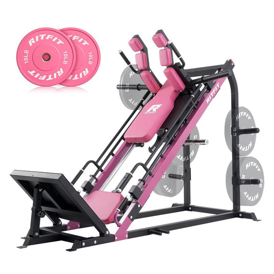 RitFit 3-in-1 Leg Press Hack Squat Machine for Home Gym, 1500LB Capacity, Compact Space-Saving Design with Multiple Hack Squat & Leg Press Angles