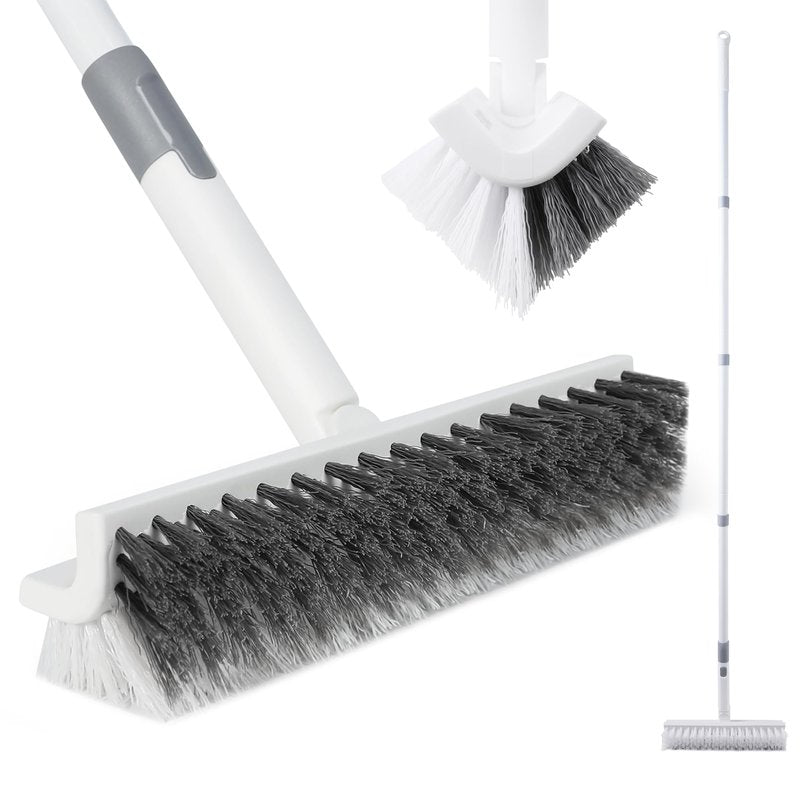 BOOMJOY Grout Brush with Long Handle, 57" Grout Cleaner for Tile Floors, Double-Sided with V-Shape Stiff Bristles for Bathroom, Patio, Kitchen, Wall, Corners and Deck
