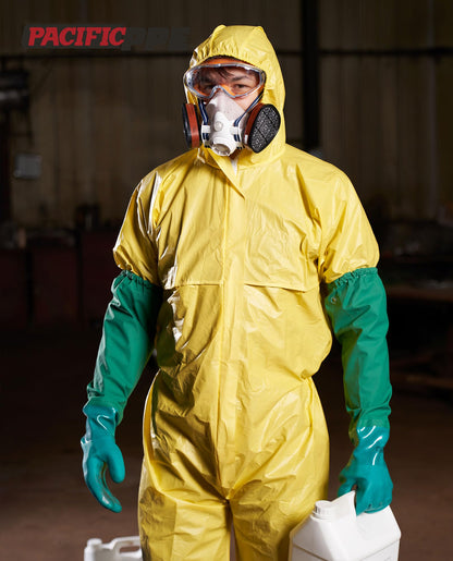 PACIFIC 26" Long Sleeve Gloves, Chemical Resistant Gloves. PVC Coating, Reusable, Heavy Duty Waterproof Gloves with Cotton Liner, Anti-skid, Acid-alkali and Oil, Large