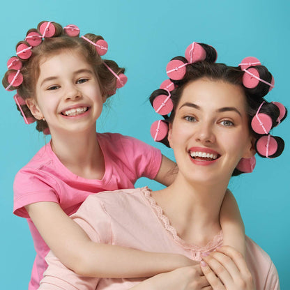 Geyoga 18 Pieces Sponge Hair Rollers Large Soft Foam Hair Styling Curlers Large Size Hairdressing Curlers for Women(1.6 x 2.8 Inches,Pink)