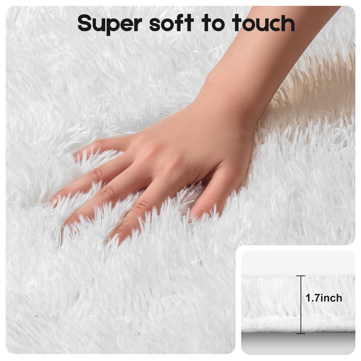 Mhyup Cream White 8x10 Area Rugs for Living Room Bedroom, Fluffy Large Rug Soft Shag Non-Slip Carpet for Kids Boys and Girls Room Dorm Home Decor (8ft x 10ft)