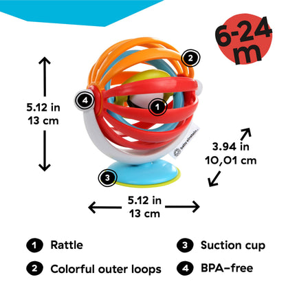 Baby Einstein, Sticky Spinner Booster & High Chair Activity Toy, Rattle, Sensory Play, Visual Stimulation, Spinning Wheel, Suction Cup Base, BPA-Free, Ages 3 Months+