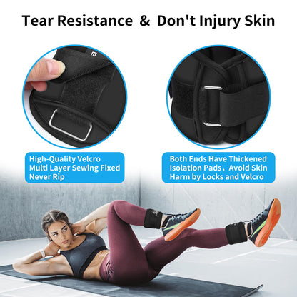 ELEAMY Ankle Weights for Women & Men - 0.5lb/1lb/2lb/3lb Pairs for Walking, Running, Yoga, Fitness - Premium Ice Silk Fabric - Comfortable, Durable & Tear Resistant - Black (0.5lb*2)