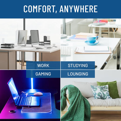 Everlasting Comfort Adjustable Cloud Foot Rest for Under Desk at Work with Pressure Point Nodes - Ergonomic Memory Foam Office Foot Stool & Desk Footrest for Gaming & Home Office