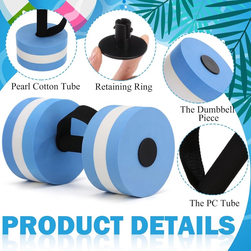 Water Dumbbells for Pool Exercise | EVA Foam Resistance Weights with Handle for Aqua Therapy & Fitness