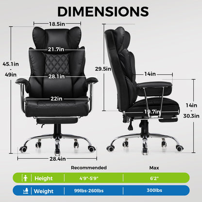 GTRACING Gaming Chair,Office Chair with Pocket Spring Lumbar Support, Ergonomic Comfortable Wide Office Desk Computer Chair with Outward Fixed Soft Armrests and Footrest (PU Leather, Black)
